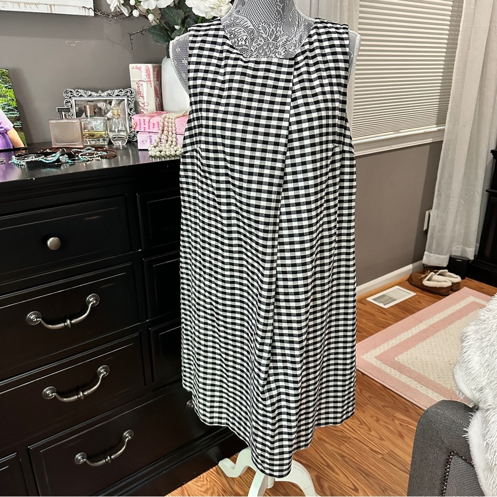 DKNY Gingham A-Line Sleeveless Dress | Size 12 | Classic Check - Picture 7 of 16